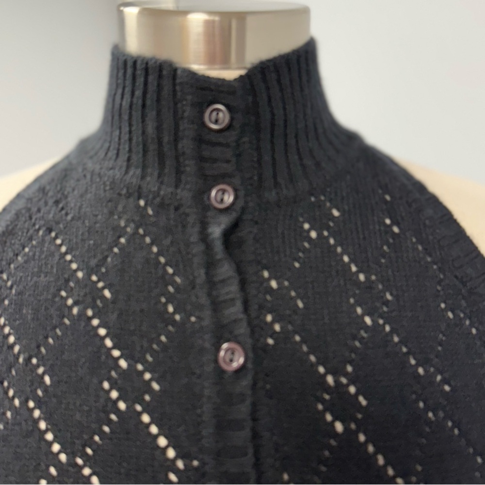 Francesca Of Damon Sweater Dress Dress Maxi IT 12 -US M Black Pointelle Vtg 70s - Picture 5 of 7